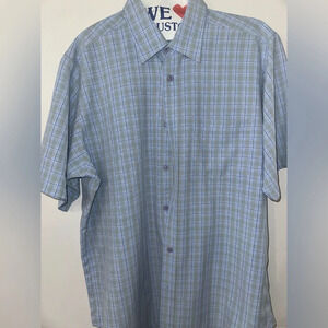 Bugatchi Men Large Classic Fit Checkered Pattern Short Sleeve (cotton)